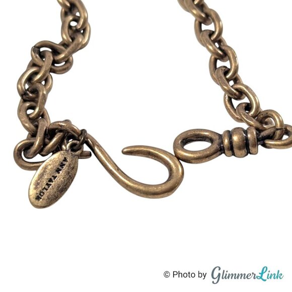 Ann Taylor Bronze Tone Geometric Pave Rhinestone Crystal Pendant Necklace - Picture 9 of 10